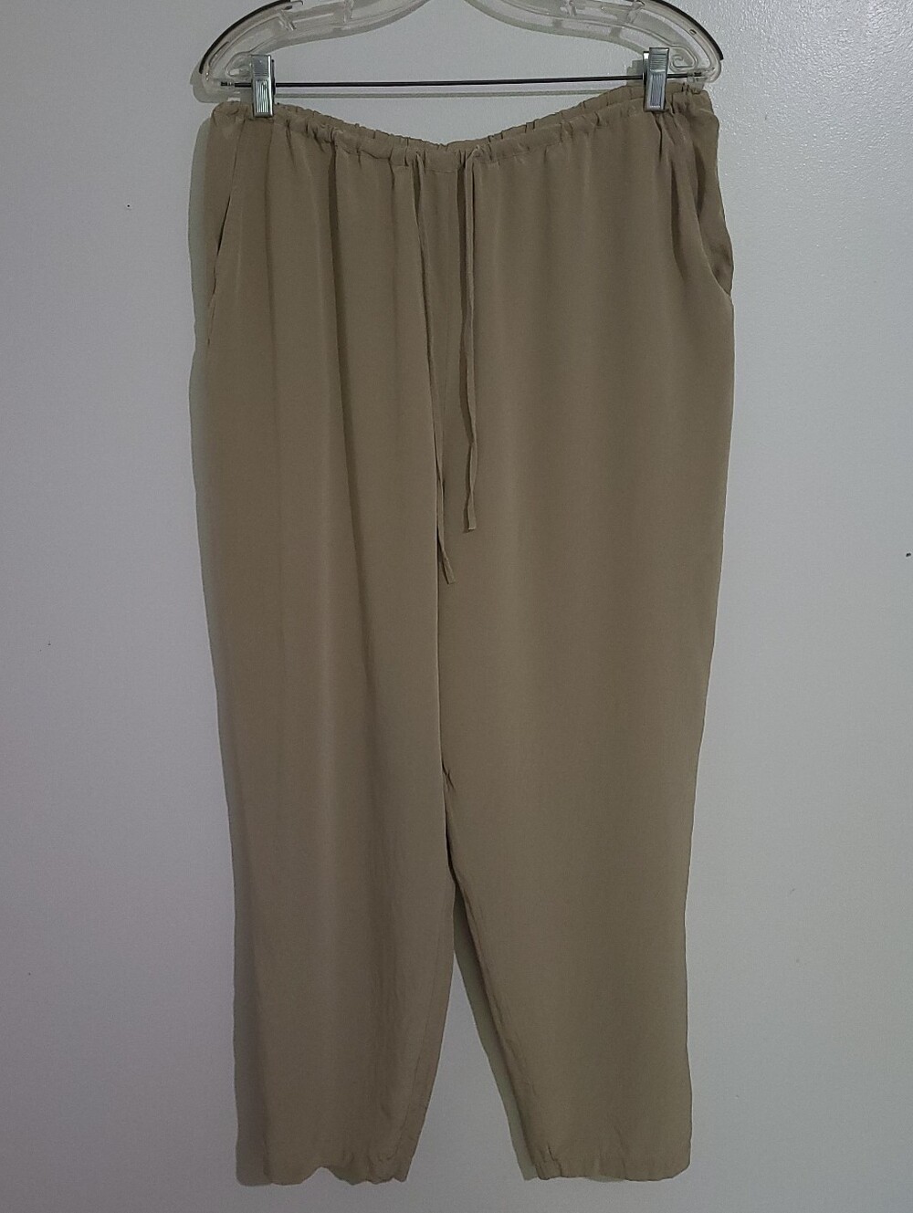 Vintage 90s Nygard 100% Silk Wide Leg Pants Tan Beige Size L